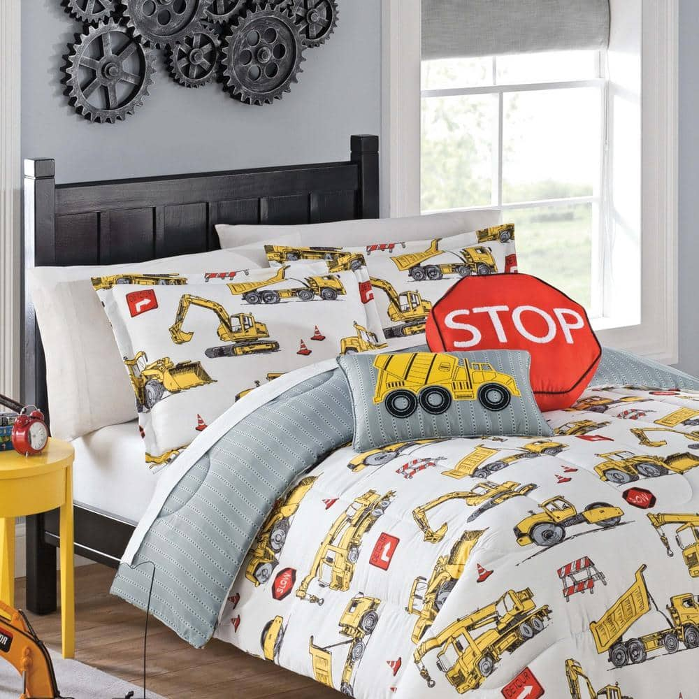 Under Construction 2 Piece Multi Polyester Twin Comforter Set