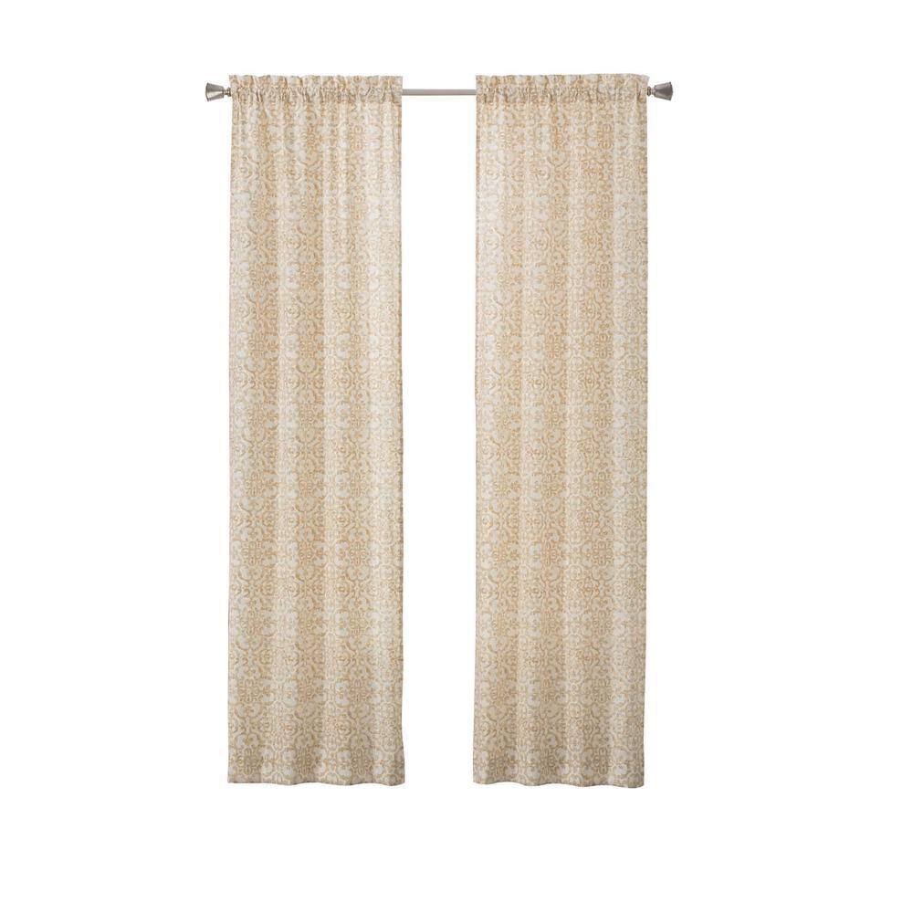 Brockwell Wheat Medallion Polyester/Cotton 56 in. W x 63 in. L Light Filtering 2 Panels Rod Pocket Curtain Panel