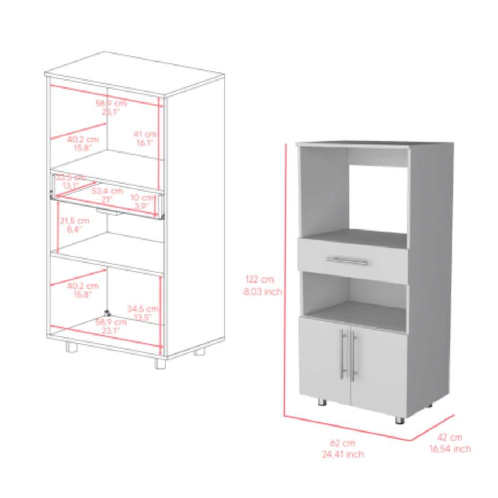 White 48.03 in. Kitchen Pantry Storage Cabinet with Counter Top