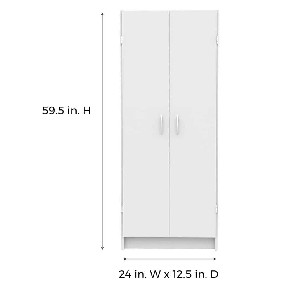 24 x 12.5 x 59.5 In. Adjustable 4 Shelf Pantry Cabinet, White