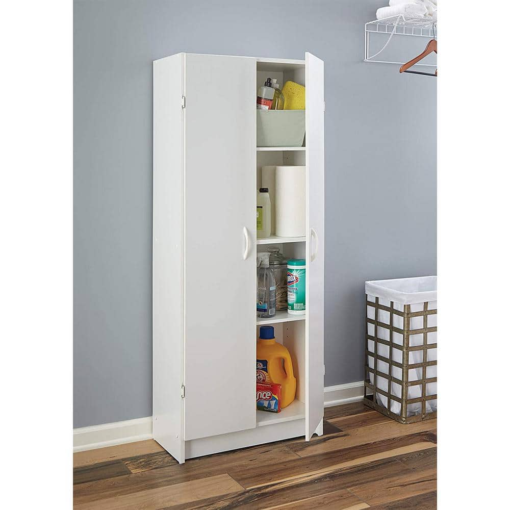 24 x 12.5 x 59.5 In. Adjustable 4 Shelf Pantry Cabinet, White