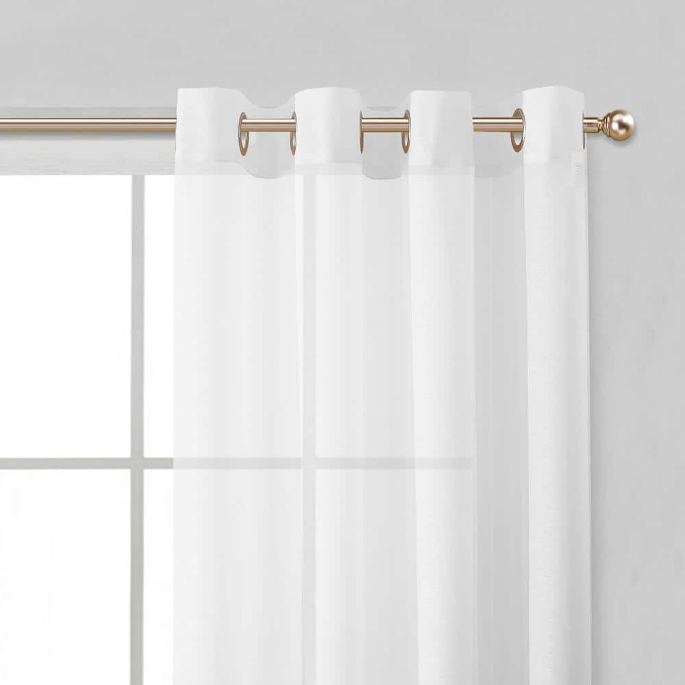 White Solid Grommet Sheer Curtain – 55 in. W x 84 in. L (Set of 2)