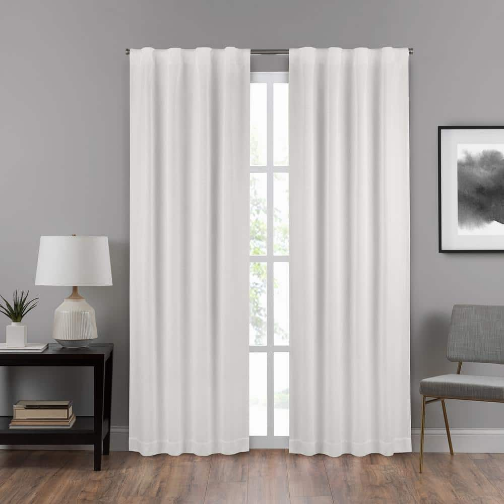 Summit Draftstopper White Solid Polyester 40 in. W x 95 in. L Room Darkening Single Rod Pocket Back Tab Curtain Panel