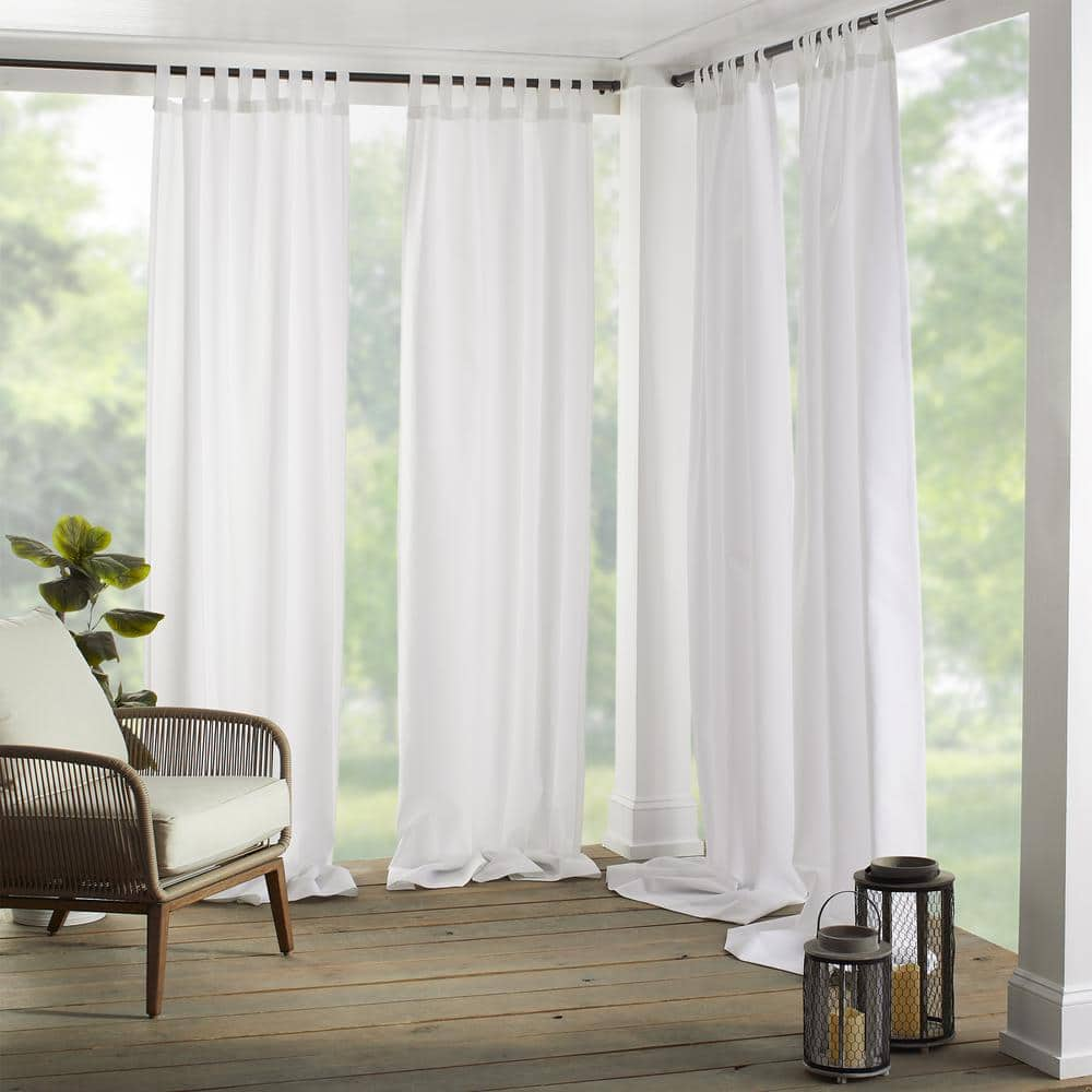 White Solid Tab Top Room Darkening Curtain – 52 in. W x 108 in. L