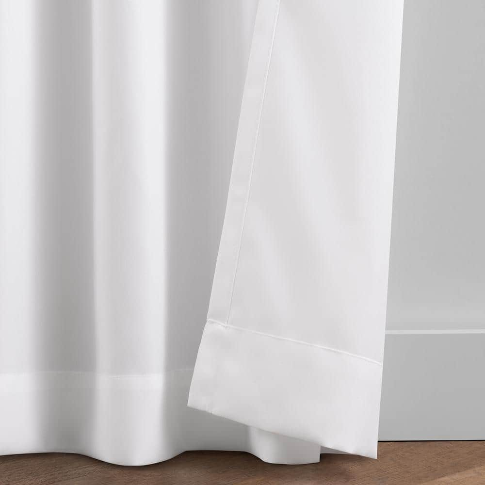 Cairo White Solid Polyester 52 in. W x 108 in. L Room Darkening Double Panel Grommet Top Room Curtain Set