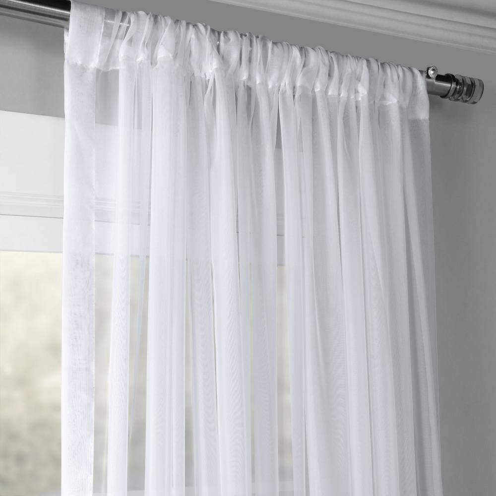 White Solid Extra Wide Rod Pocket Sheer Curtain – 100 in. W x 96 in. L (1 Panel)