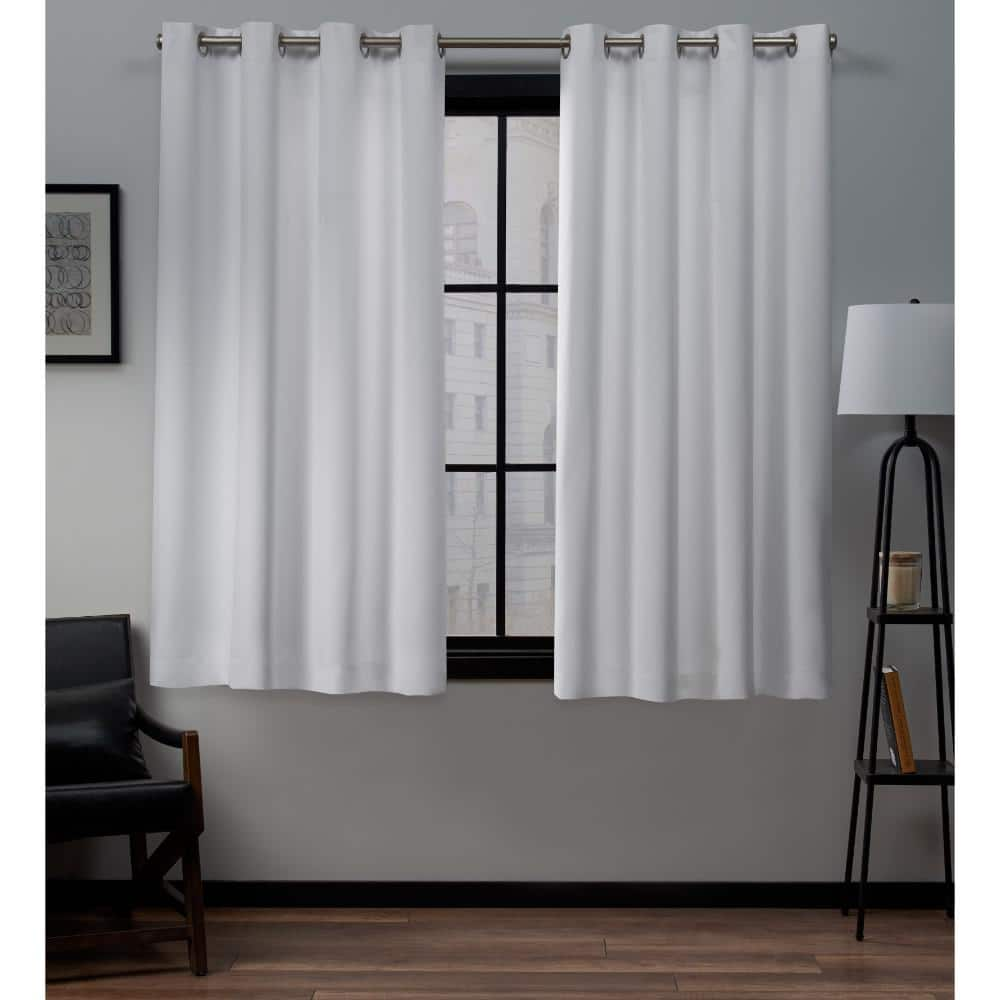 Academy White Solid Blackout Grommet Top Curtain, 52 in. W x 63 in. L (Set of 2)