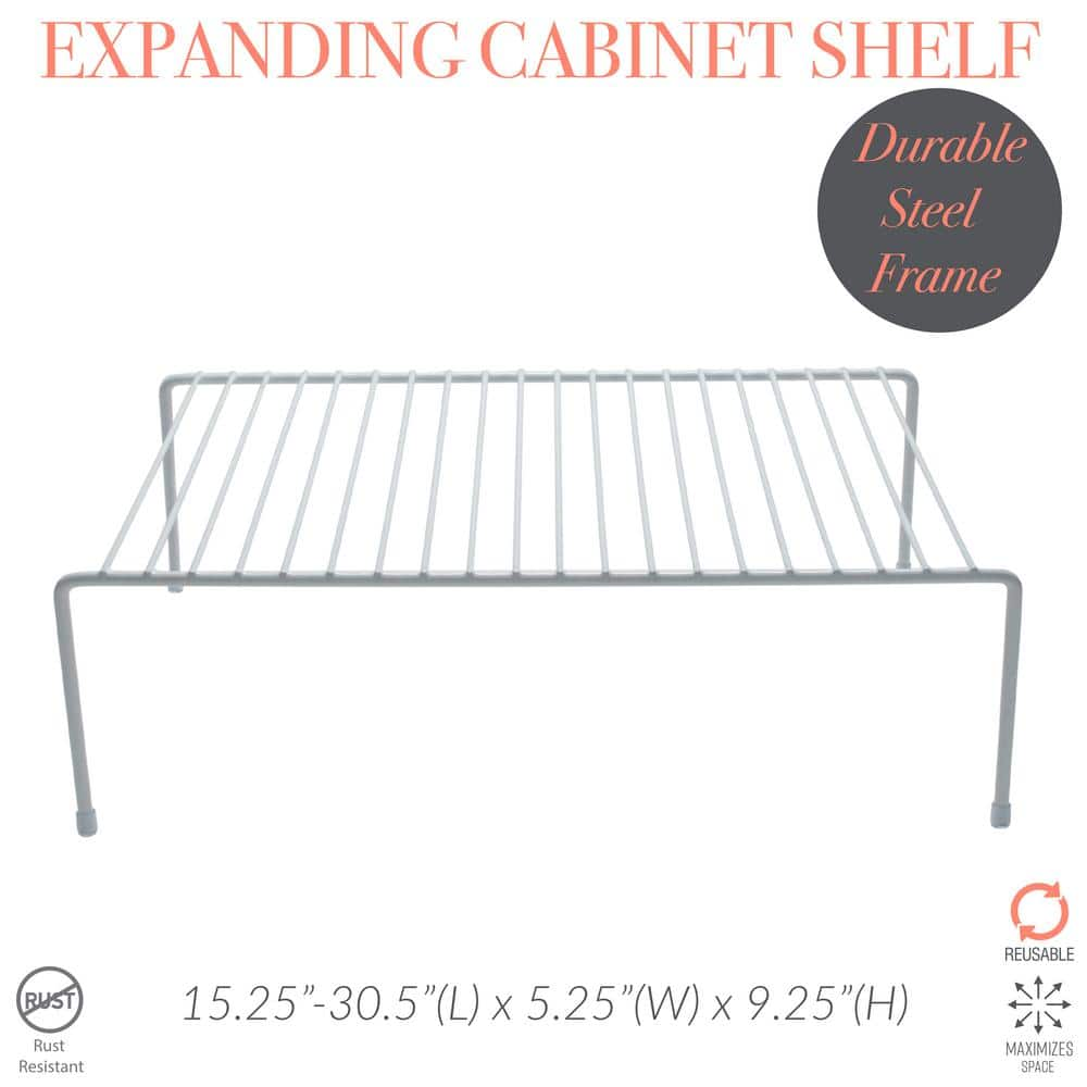 Expandable White Cabinet Shelf Organizer