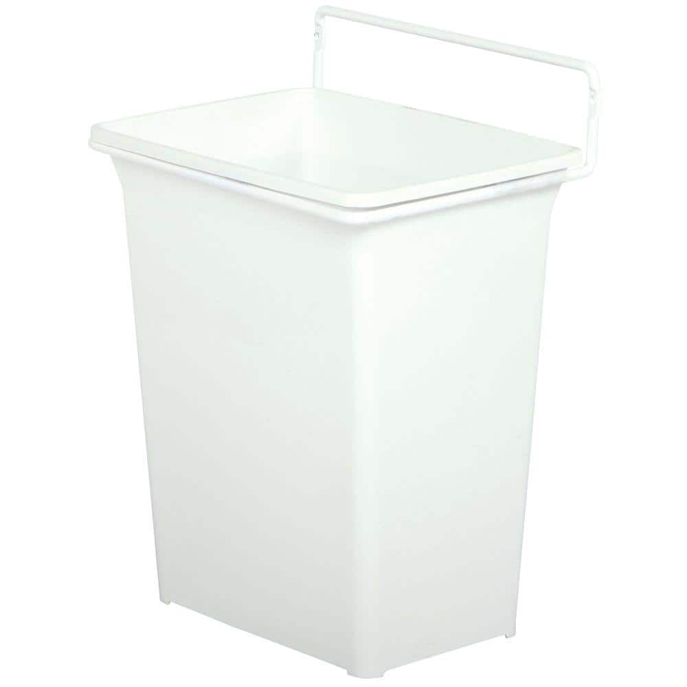 13 in. H x 10 in. W x 7 in. D Plastic In-Cabinet Door Mount Trash Can in White