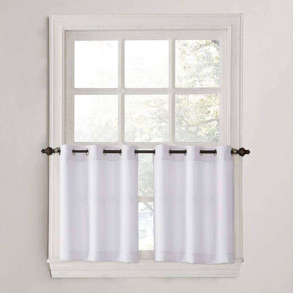 White Solid Grommet Room Darkening Curtain – 56 in. W x 36 in. L