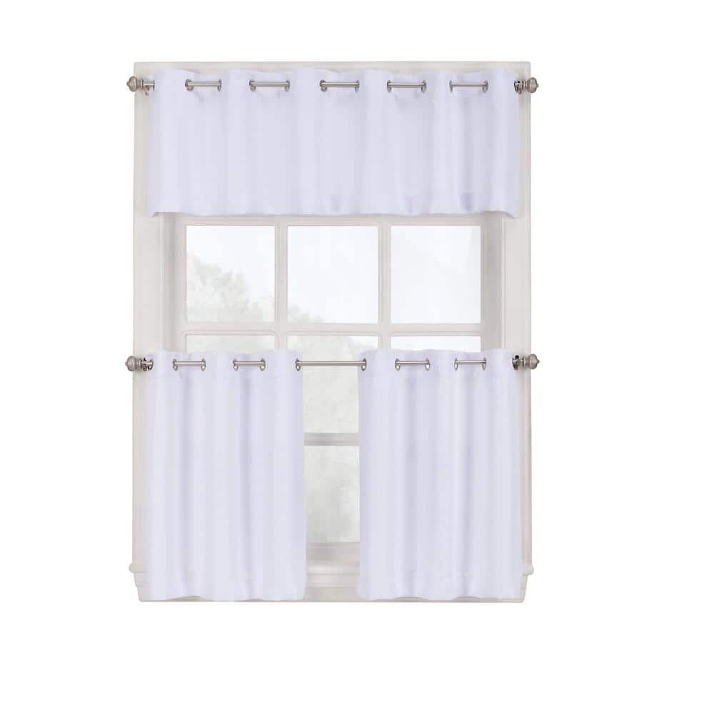 White Solid Grommet Room Darkening Curtain – 56 in. W x 36 in. L