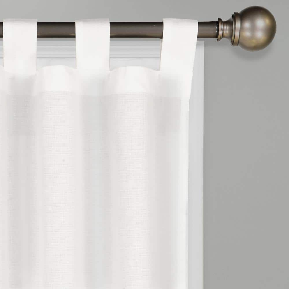 Montana White Solid Polyester/Cotton Blend 60 in. W x 63 in. L Light Filtering Pair Tab Top Curtain Panel