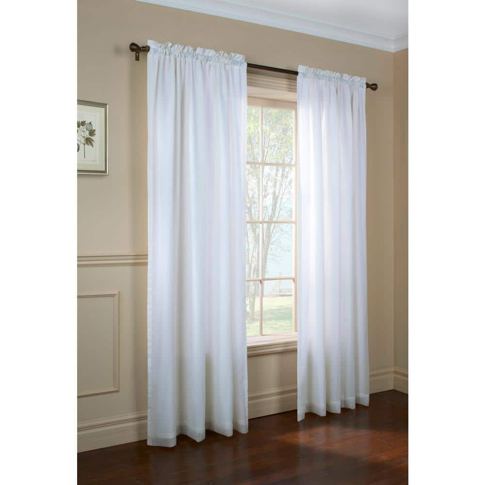 Rhapsody White 54 in. W x 95 in. L Lined Rod Pocket Sheer Curtain Panel (Single Panel)