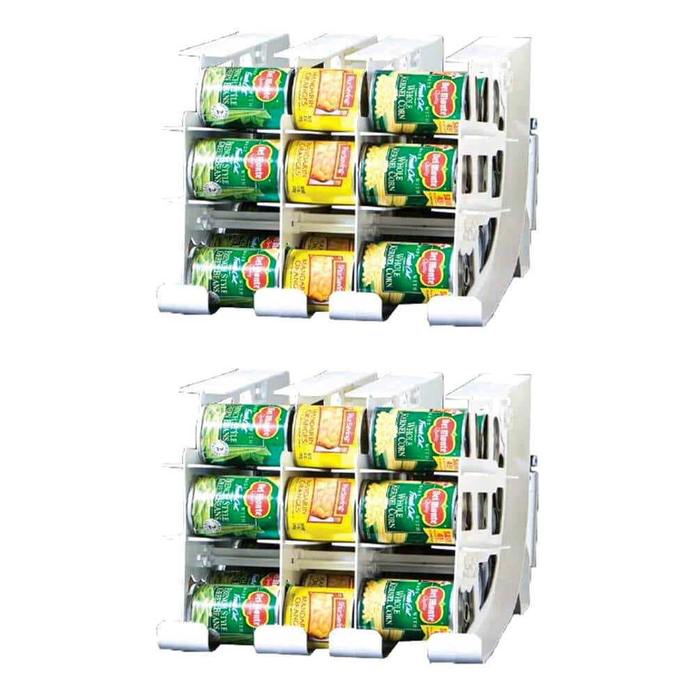 White Countertop Can Tracker Holds 54 Standard 10 to 15 Oz Cans, White (2 Pack)