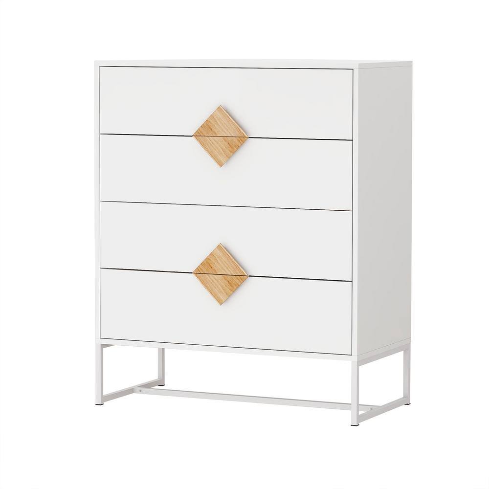 MDF Special Shape Square Handle Design White Pantry Organizer with 4-Drawers