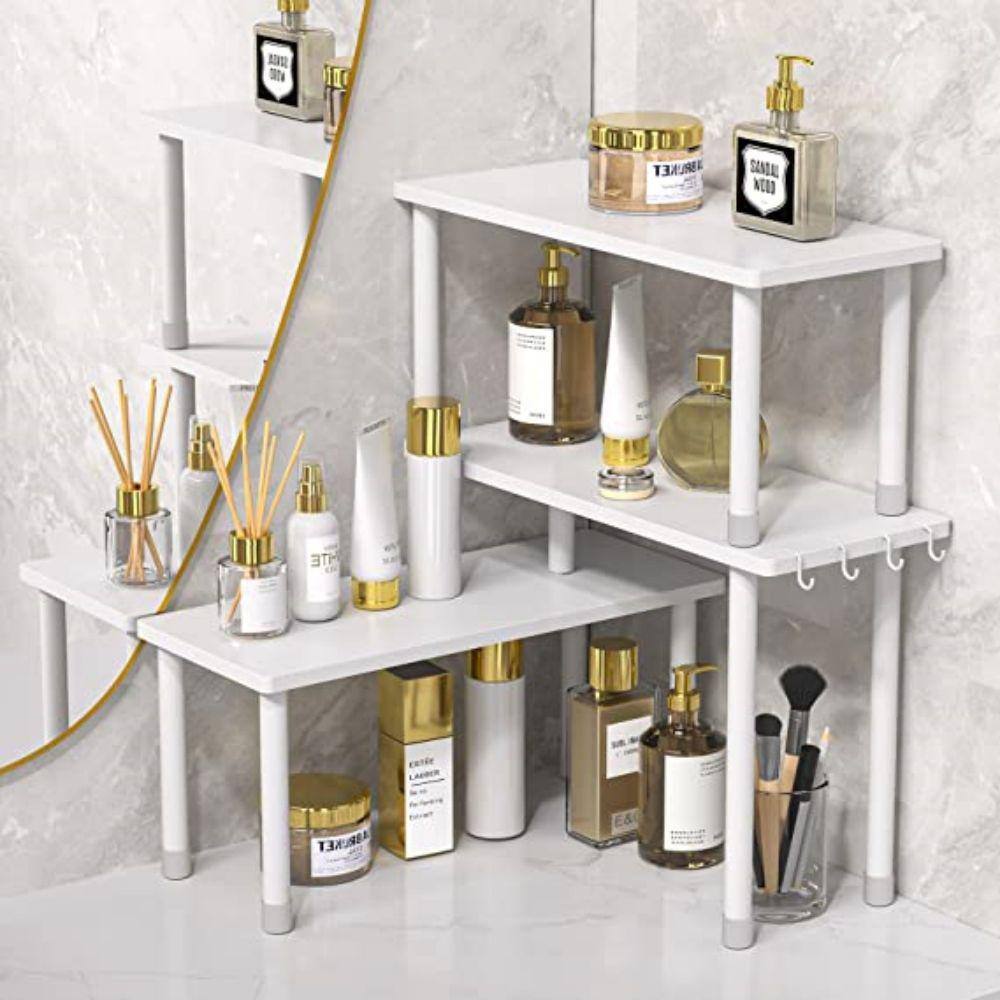 Bathroom Organizer Countertop Kitchen Counter Shelf 2-Tier Separable for Multiple Use