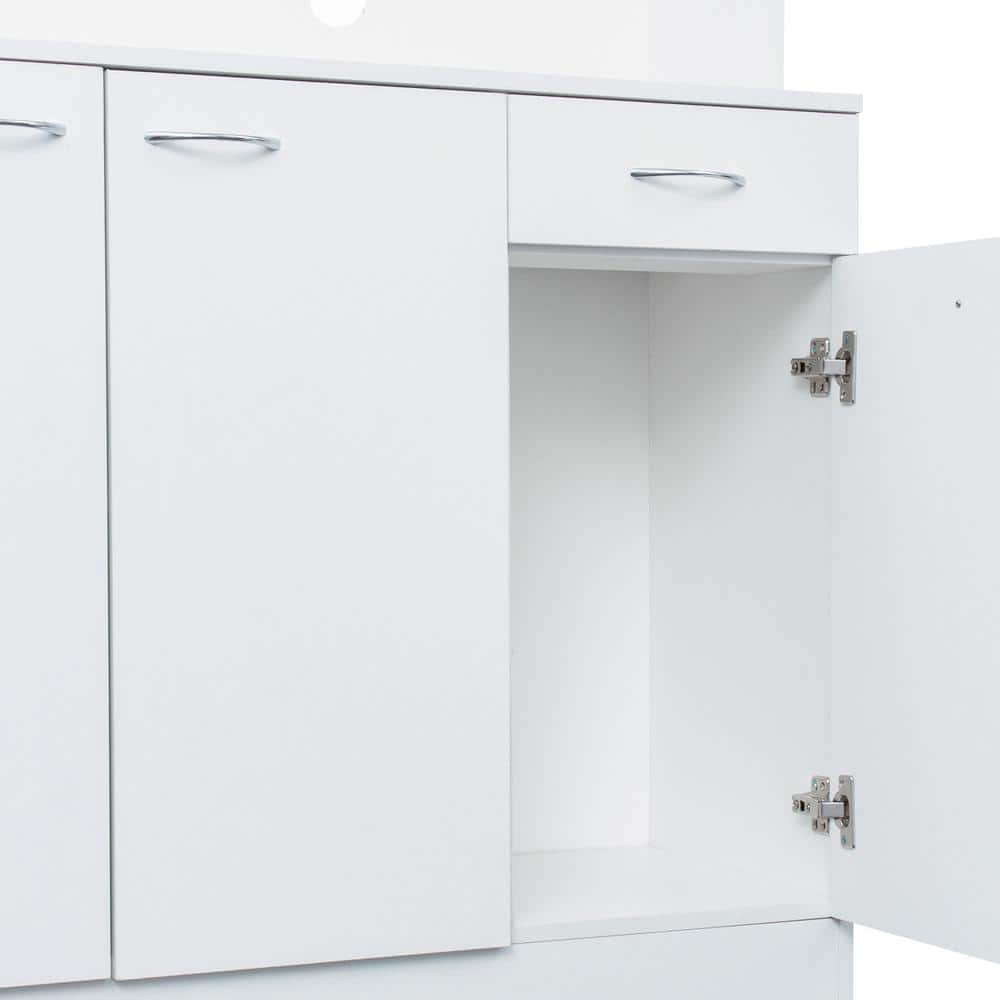 White Wood Pantry Organizer Kitchen Cabinet with 6-Doors, 1-Open Shelves and 1-Drawer