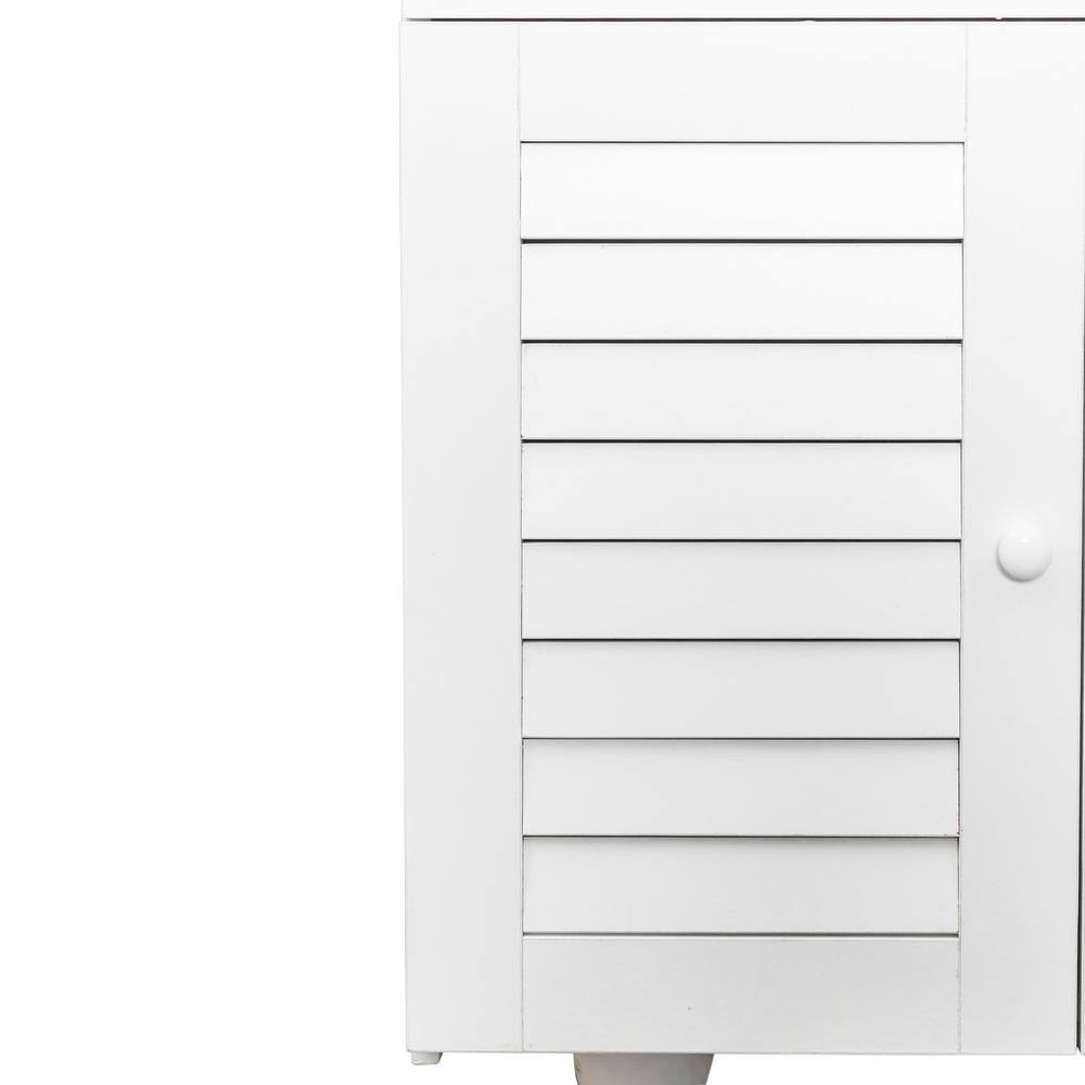 White Wood Pantry Organizer with Storage Cabinet, Adjustable Shelf