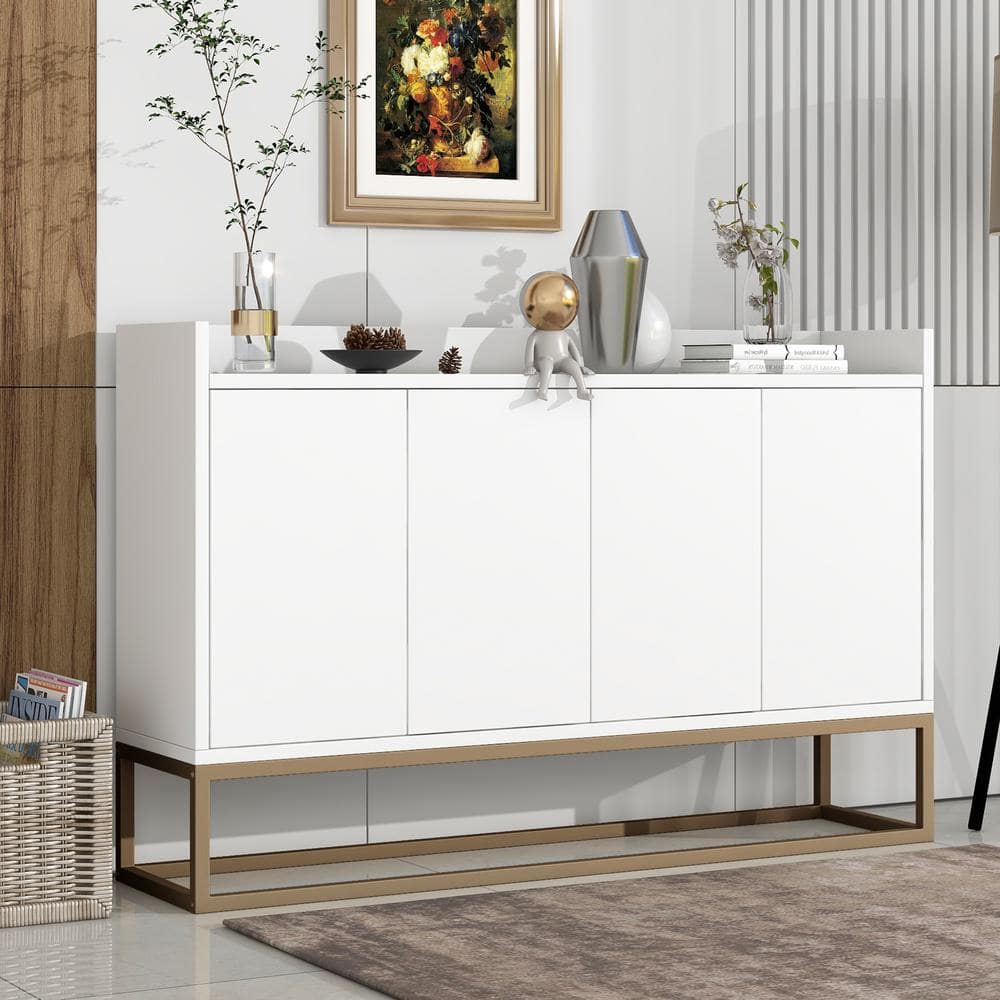 White Wood Pantry Organizer Sideboard Cabinet Large Storage Space