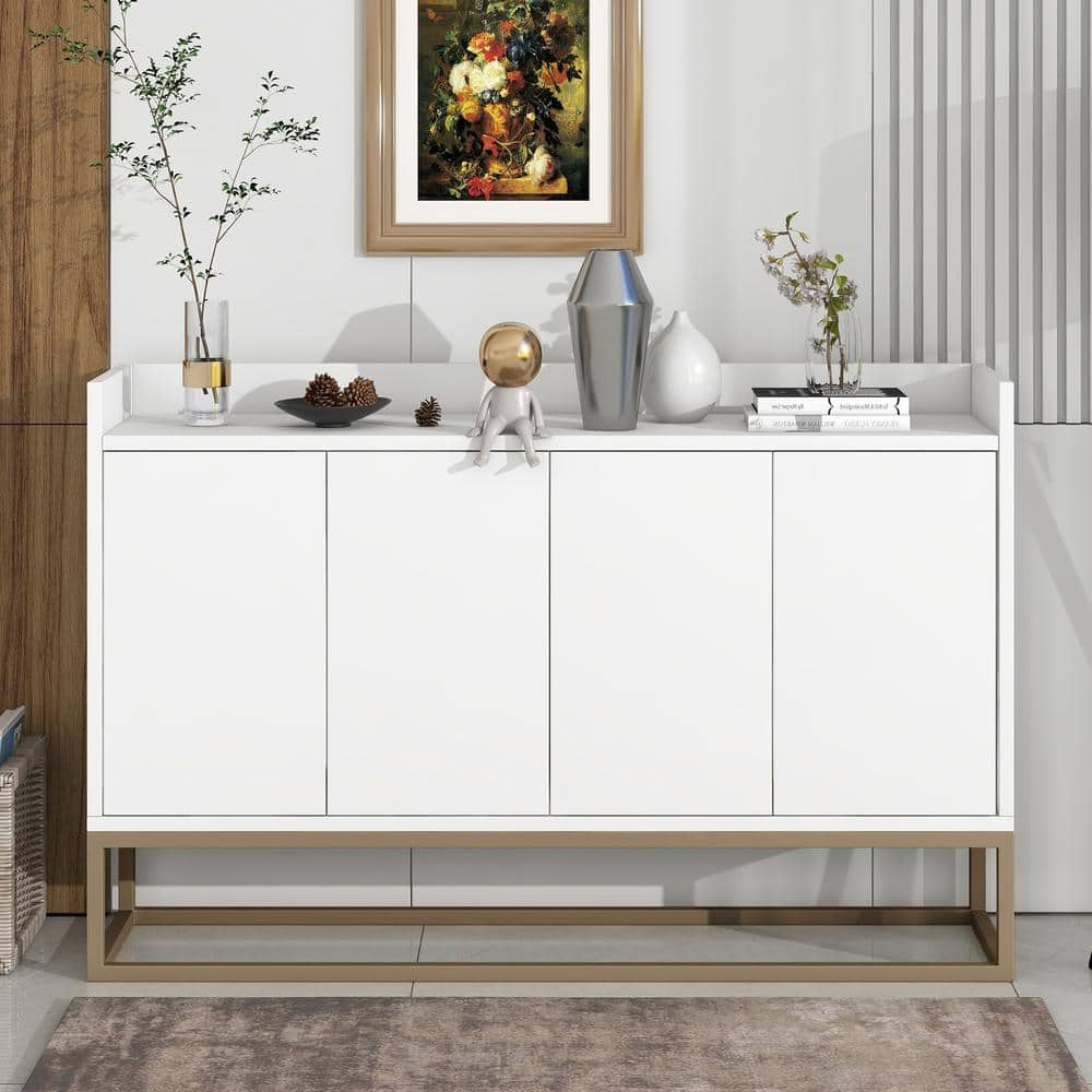 White Wood Pantry Organizer Sideboard Cabinet Large Storage Space