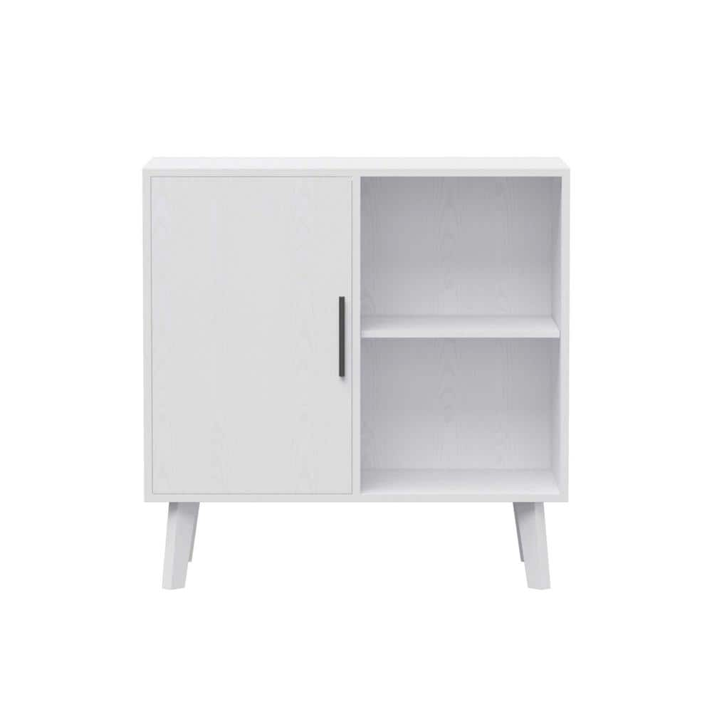 White Wood Pantry Organizer, Storage Cabinet, Buffet Storage with Door and Shelves