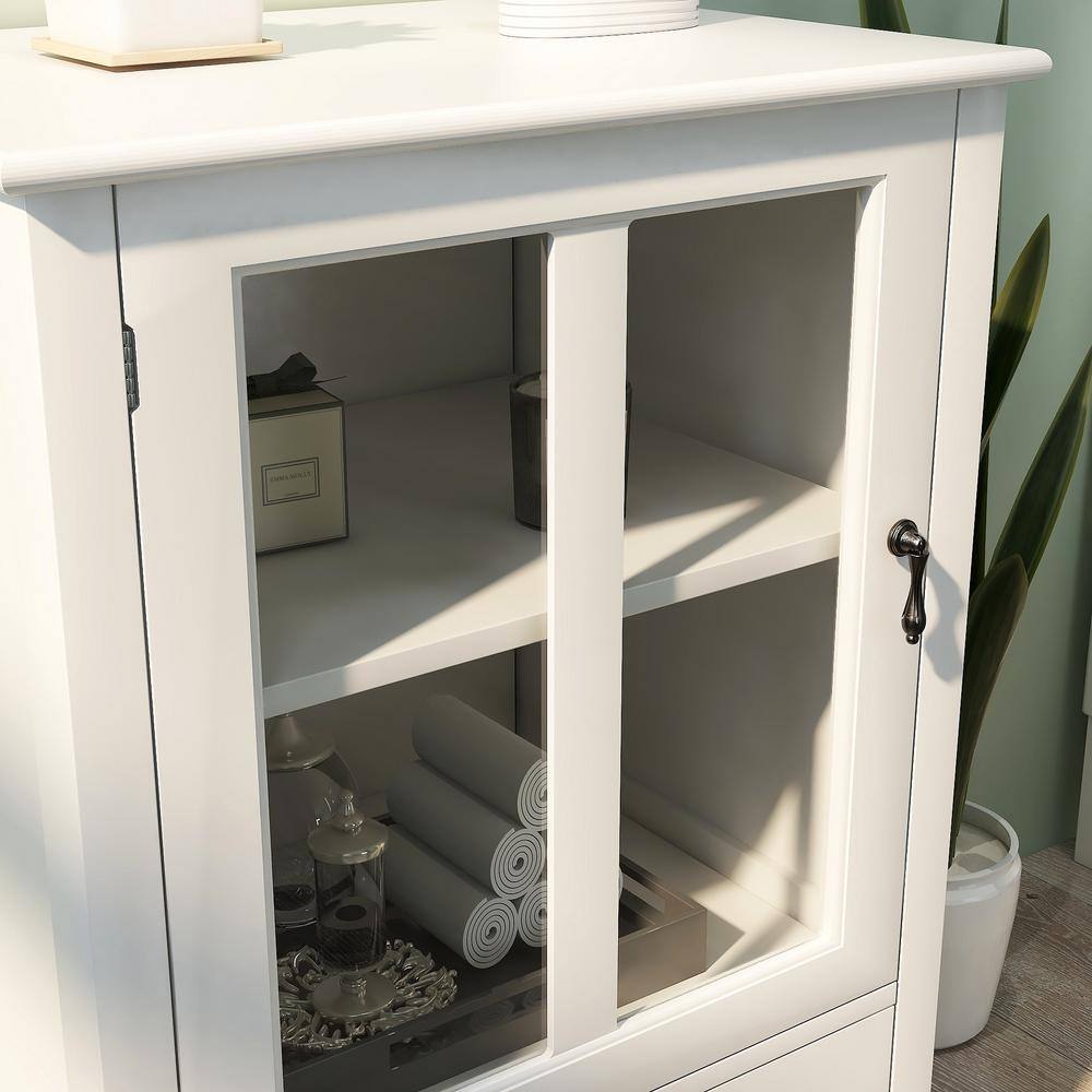 2-Shelf Wood Pantry Organizer with Single Glass Doors and Unique Bell Handle