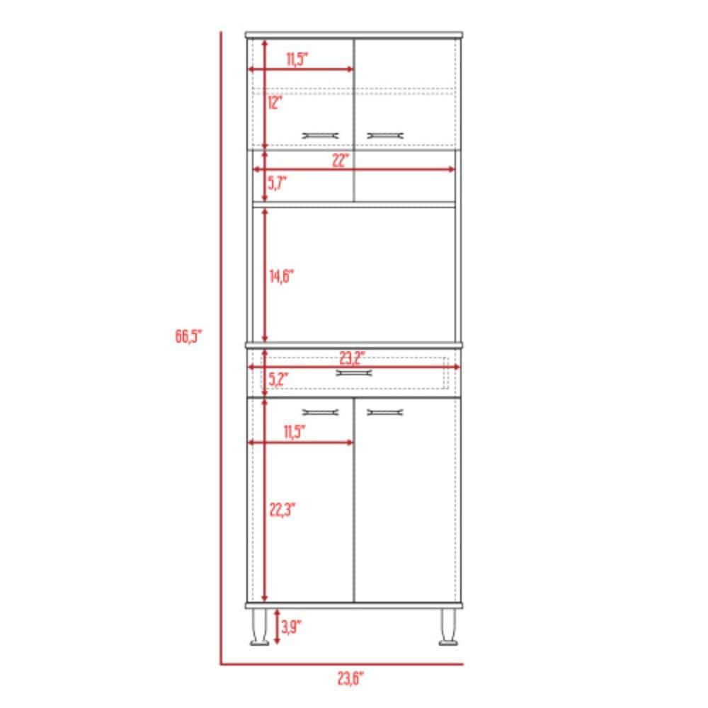 White Kitchen Pantry Storage Cabinet with Countertop