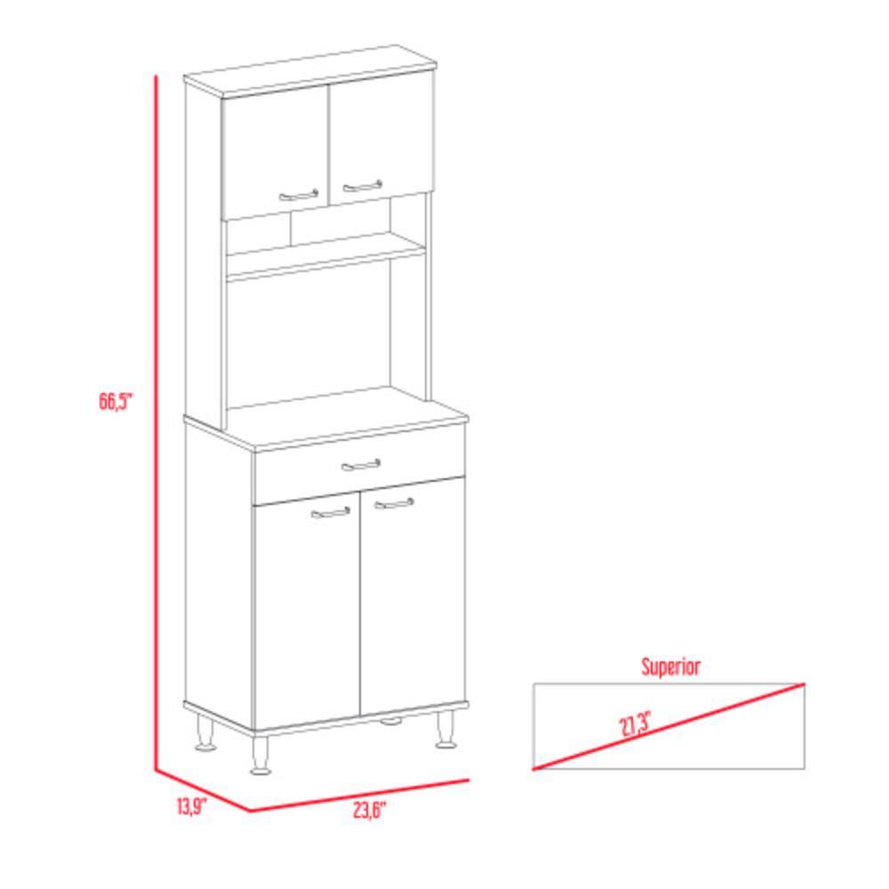 White Kitchen Pantry Storage Cabinet with Countertop