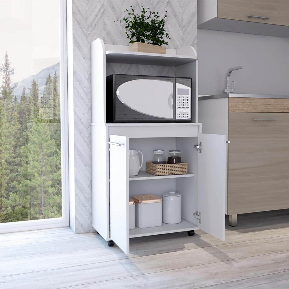 49.23 in. 1-Shelf Wood Pantry Organizer with 2-Doors for Kitchen in White