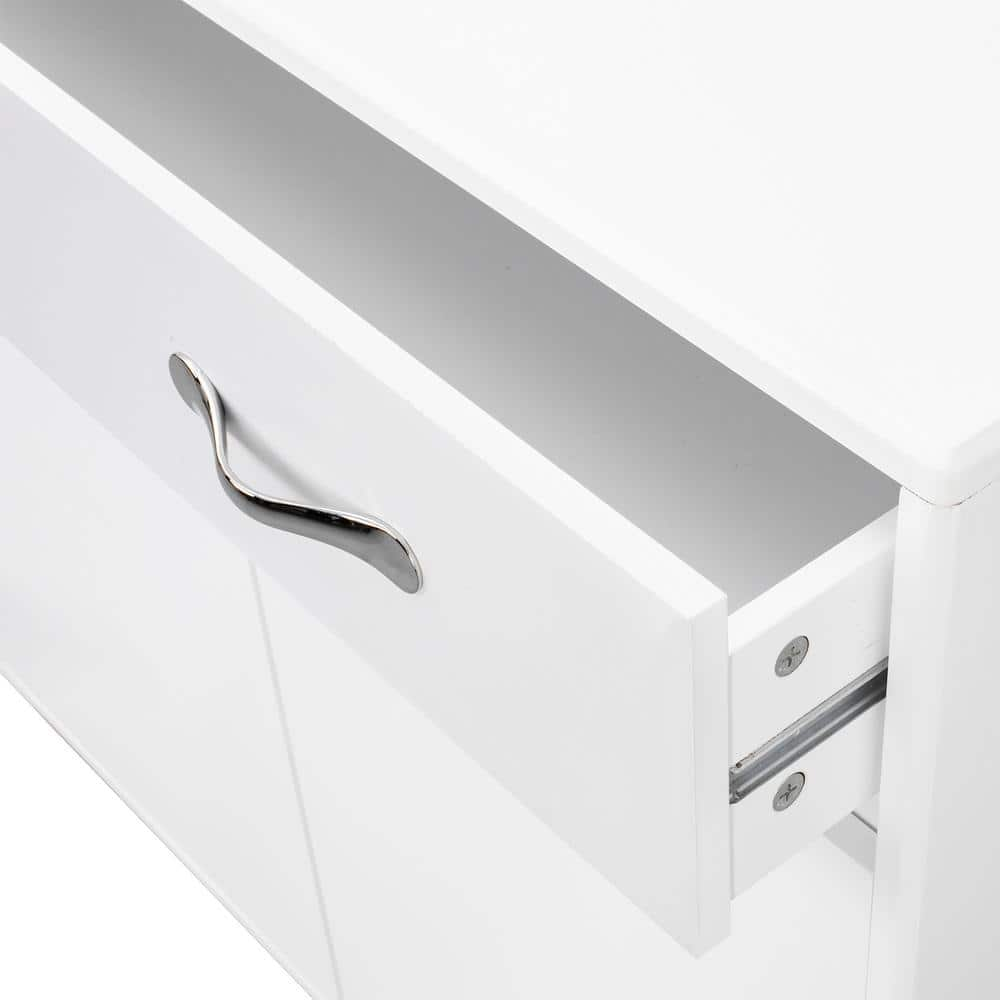 35.43 in. White Rectangle MDF Double Door Storage Cabinet Organizers with 4-Steel Tube Legs