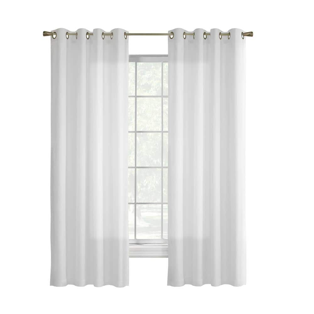 Rhapsody White 54 in. W x 72 in. L Lined Grommet Sheer Curtain Panel (Single Panel)