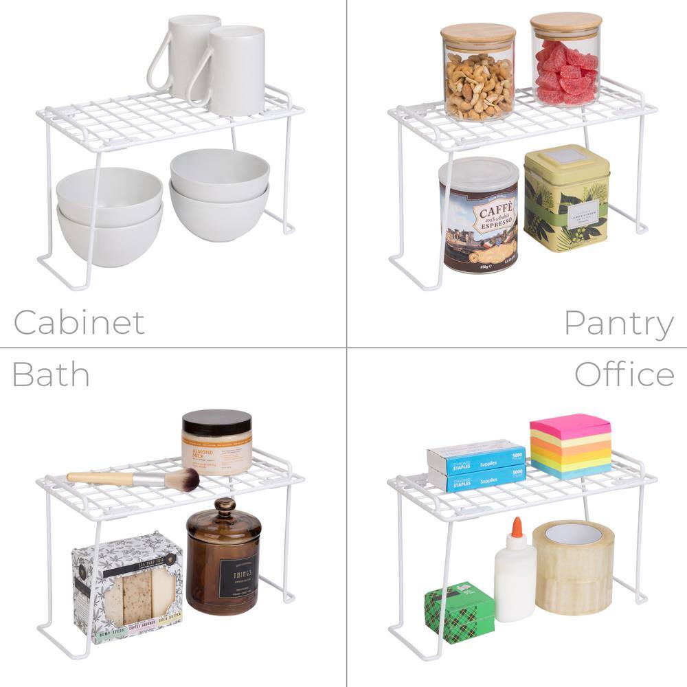 Stacking Cabinet Shelf Rack Kitchen Organization- Small 12 x 7 in. – White