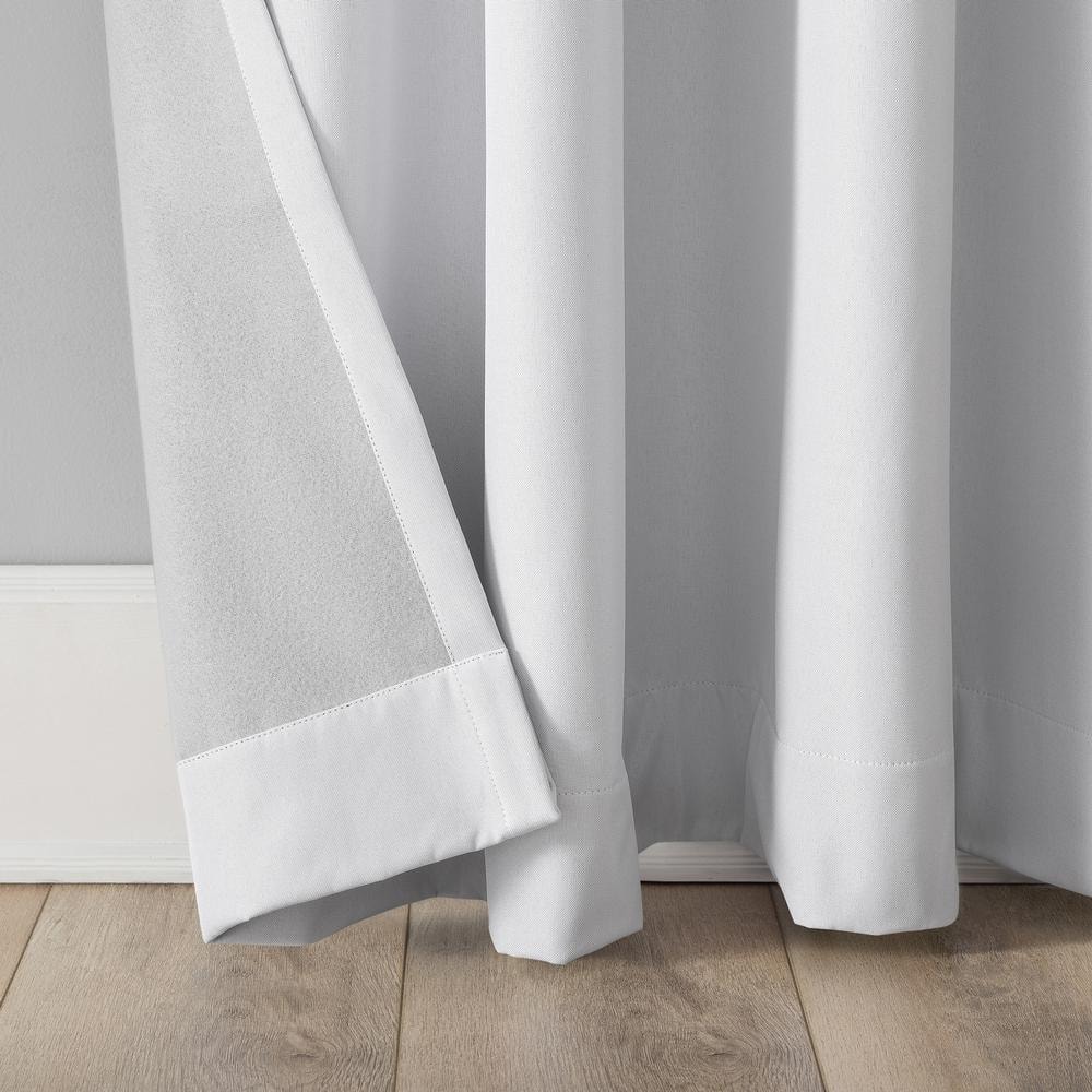 Tyrell 50″W x 63″L Dove White Tonal Texture Draft Shield Fleece Insulated 100% Blackout Grommet Curtain Panel