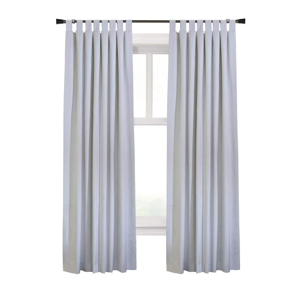 Ventura White 52 in. W x 63 in. L Tab Top Total Blackout Curtain Panel Pair, Each Panel