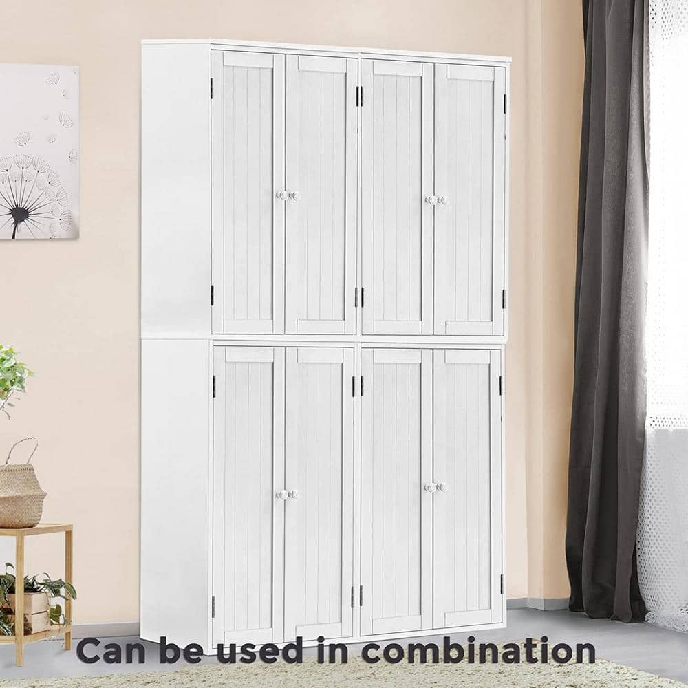 MDF Freestanding Storage Cabinet with Double Doors and Adjustable Shelf in White