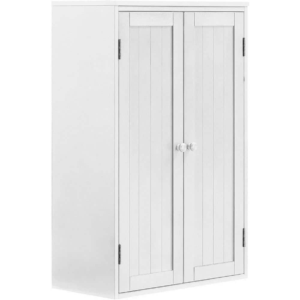 MDF Freestanding Storage Cabinet with Double Doors and Adjustable Shelf in White