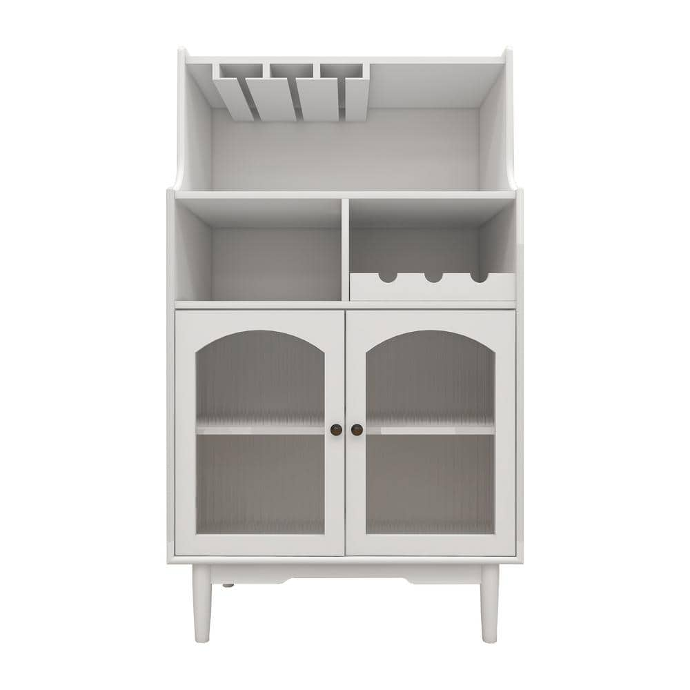 White wine cabinet with removable wine rack and wine glass rack, a glass door cabinet