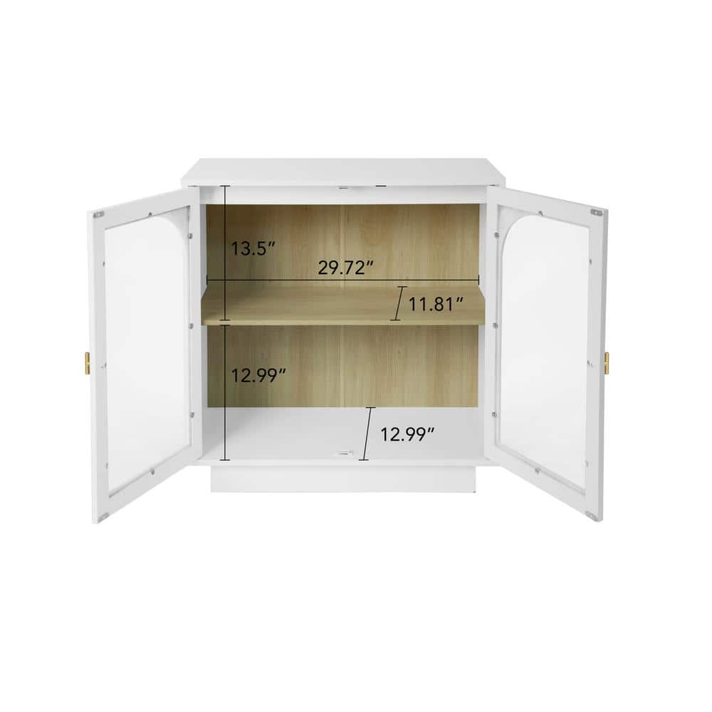 2 Storage Cabinet with Glass Door for Living Room, Dining Room, Study in White,Pantry Organizer