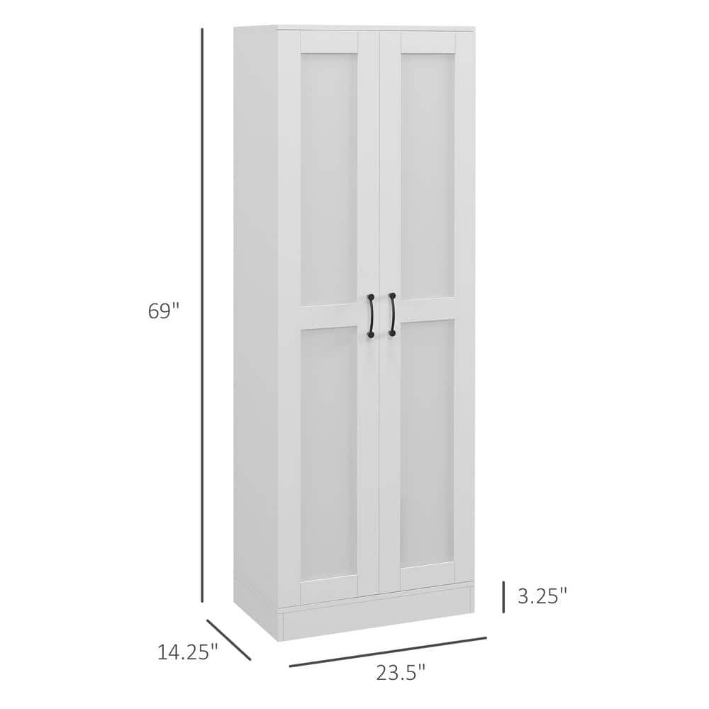 Tall Storage Cabinet with Movable Storage Shelves, Modern Style Pantry Cupboard Cabinet with Soft Close Doors