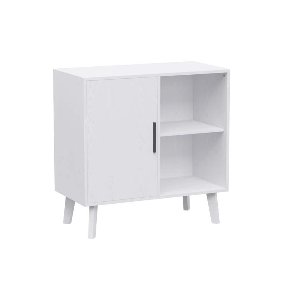 White Storage Cabinet, Modern Accent Buffet Cabinet, Free Standing Sideboard and Buffet Storage with Door and Shelves