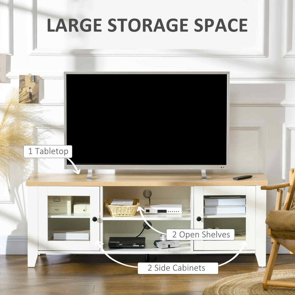 White Modern TV Stand, Entertainment Center with Shelves and Cabinets for Flatscreen TVs Up to 60 in.