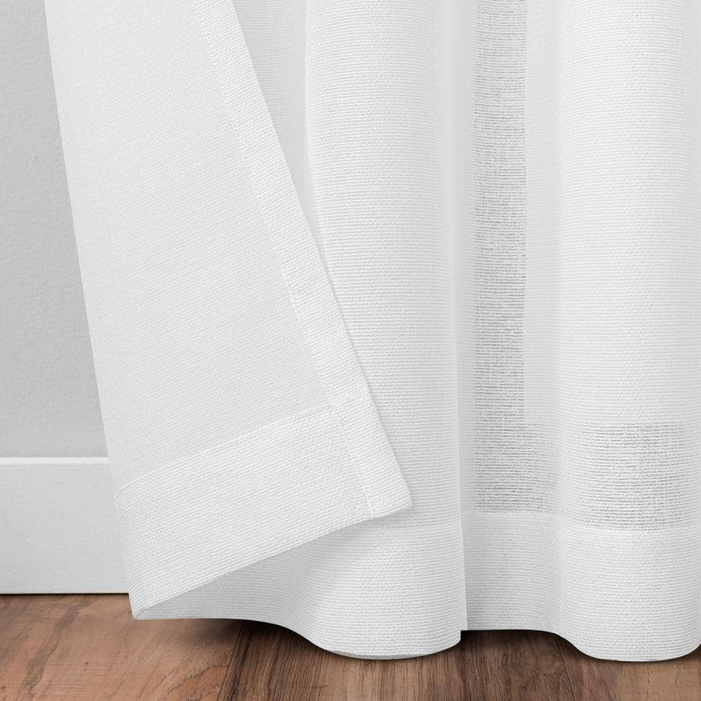 Dagen Slub White Polyester Textured 50 in. W x 84 in. L Grommet Sheer Curtain (Single Panel)