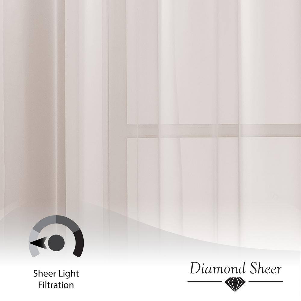 Diamond Sheer Extra Wide 56 in. x 95 in. Polyester Sheer Curtain Panel in White 2-Pack