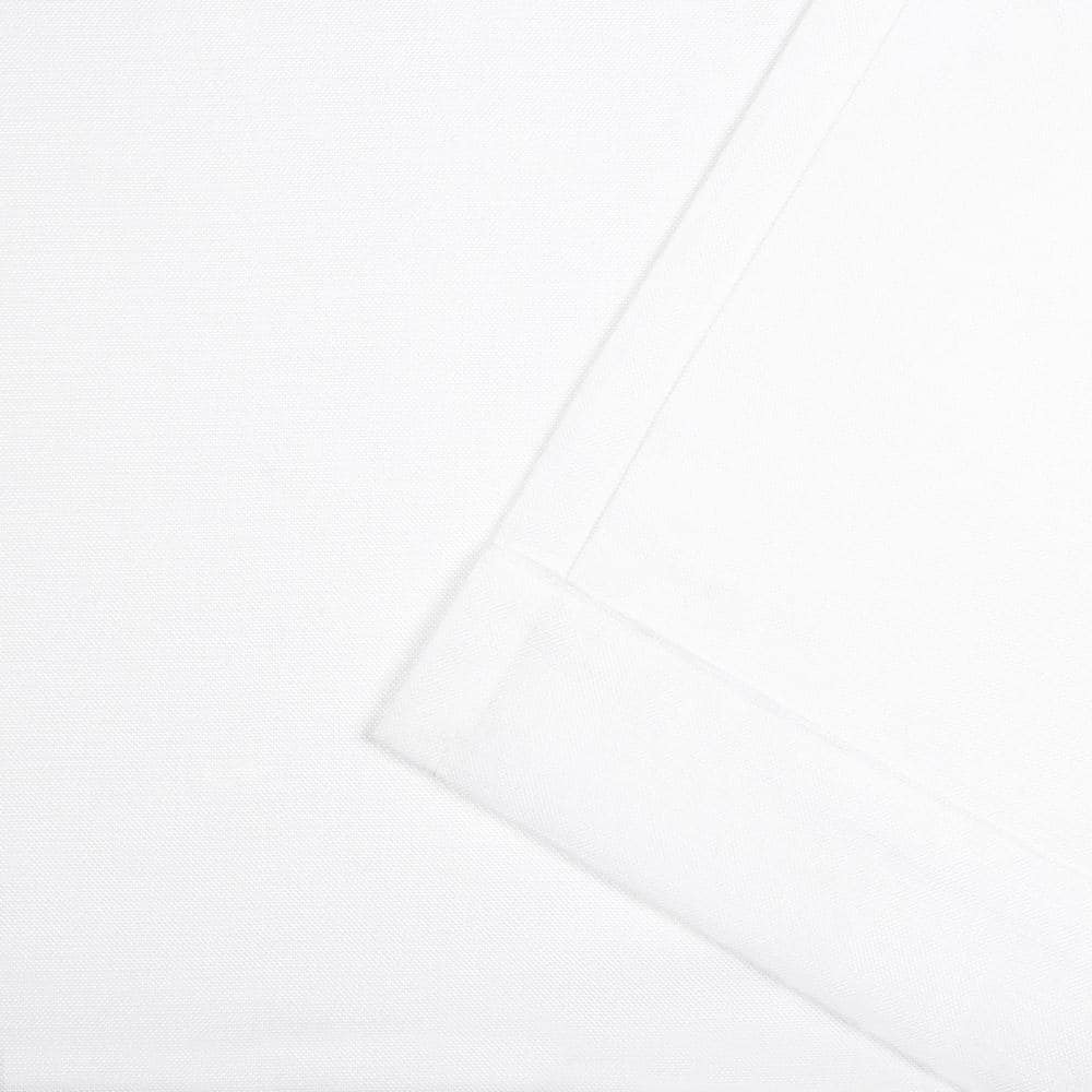 Faux Linen Slub Winter White Solid Light Filtering Hidden Tab / Rod Pocket Curtain, 54 in. W x 108 in. L (Set of 2)