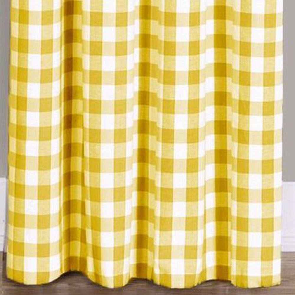 Buffalo Check Yellow Polyester/Cotton Light Filtering Rod Pocket Curtain Tier Pair 58 in. W x 24 in. L