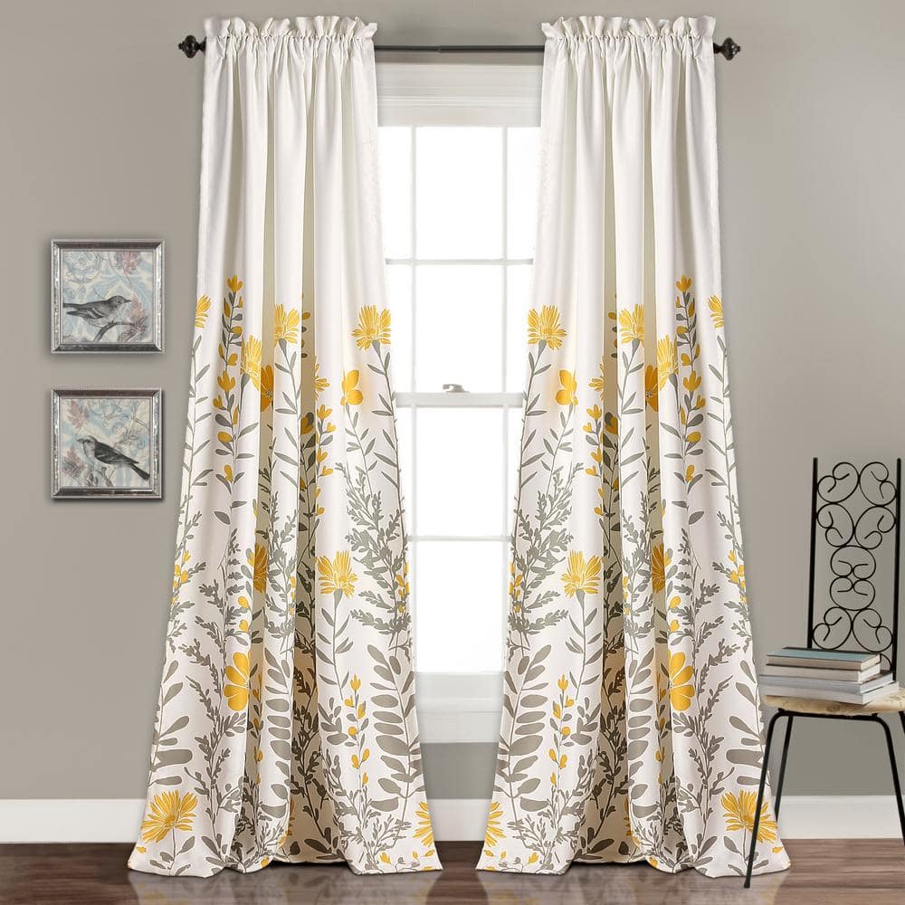 Yellow Solid Rod Pocket Room Darkening Curtain – 52 in. W x 84 in. L (Set of 2)